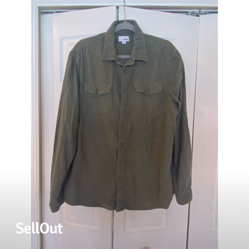 Sonoma Men's XL Green Long Sleeve Button-Up Shirt Casual